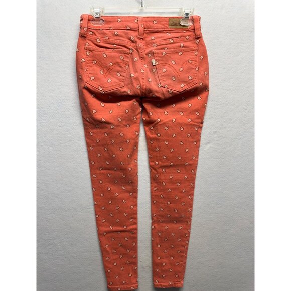Levis 535 Legging Skinny Jeans Red Peach Print Womens Cotton Blend - Picture 12 of 13
